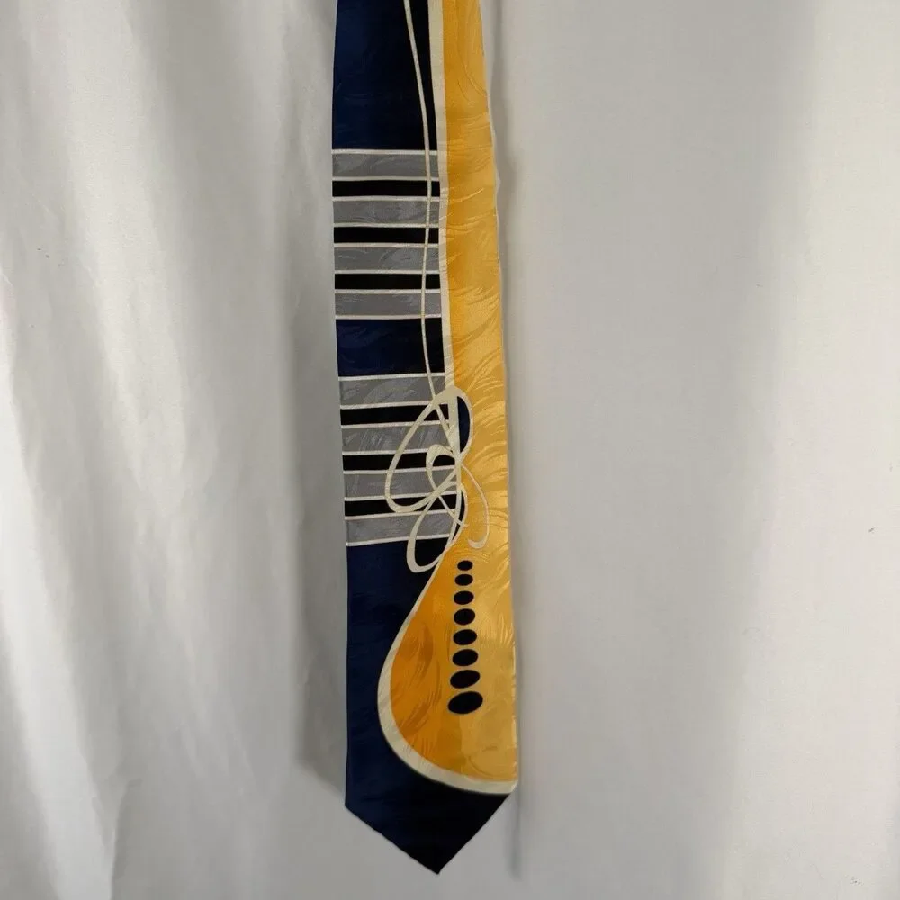 Bella Uomo 100% Silk Guitar Music Tie 60x4in